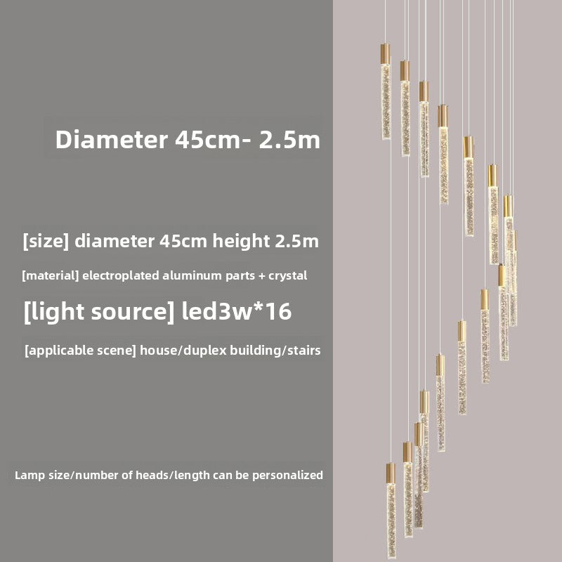 Rotating Crystal Staircase Chandelier LED Lighting