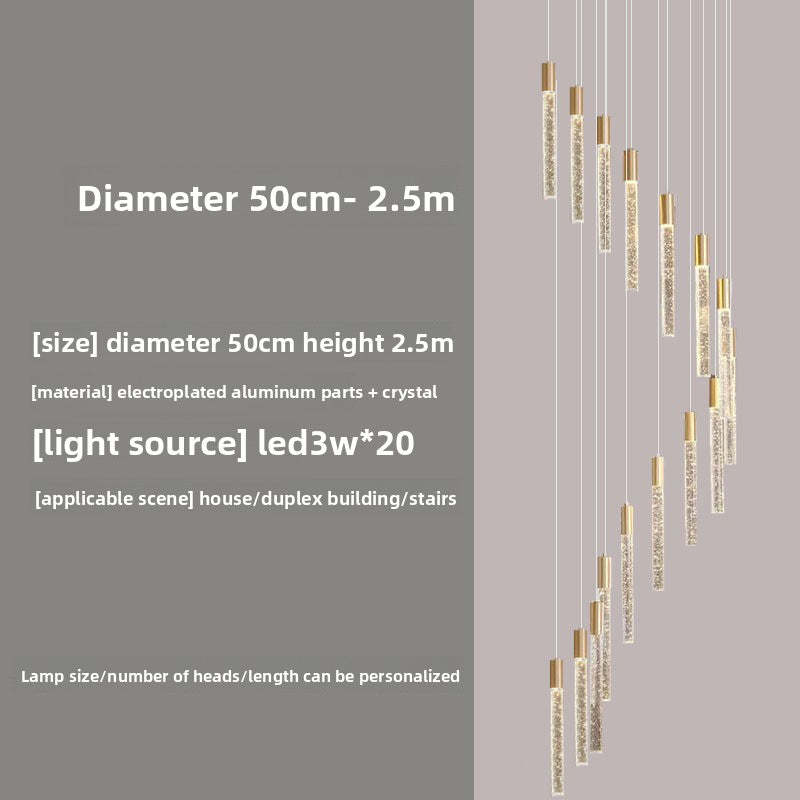 Rotating Crystal Staircase Chandelier LED Lighting