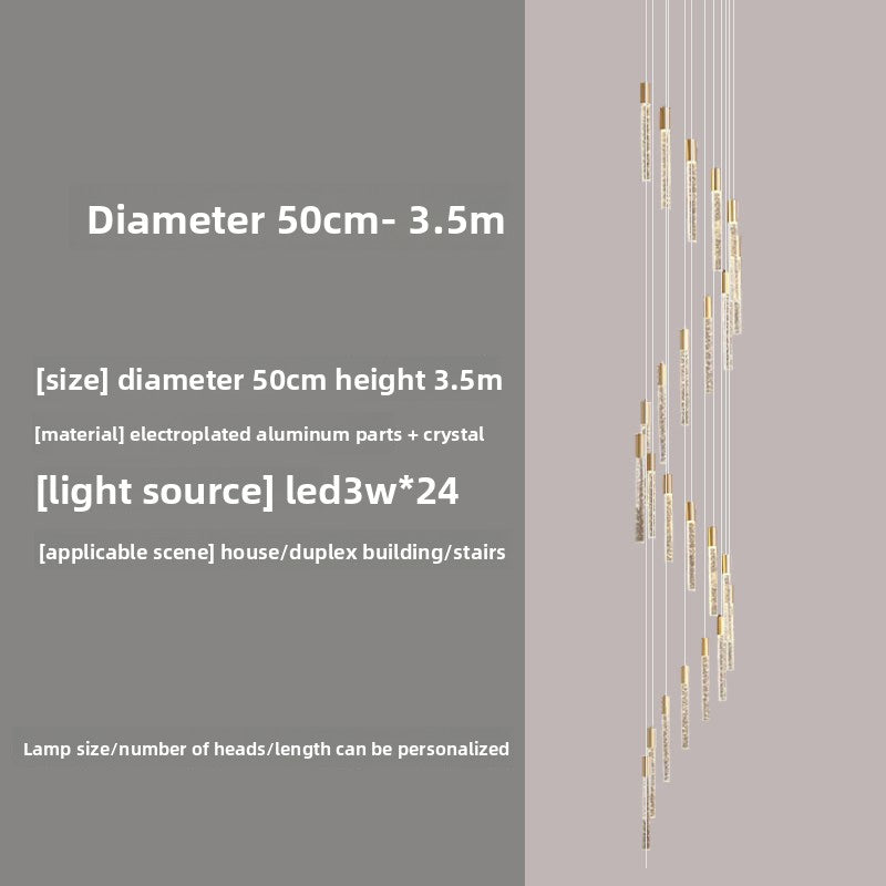 Rotating Crystal Staircase Chandelier LED Lighting