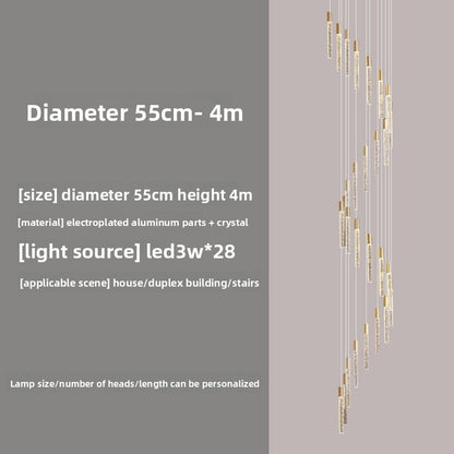 Rotating Crystal Staircase Chandelier LED Lighting