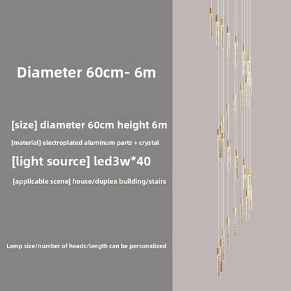 Rotating Crystal Staircase Chandelier LED Lighting