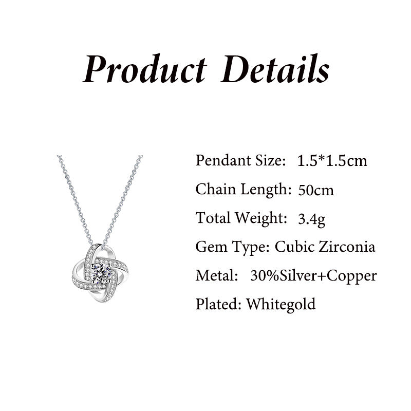 Rotating Four-Leaf Clover Zircon Necklace