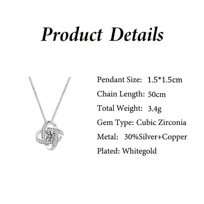 Rotating Four-Leaf Clover Zircon Necklace