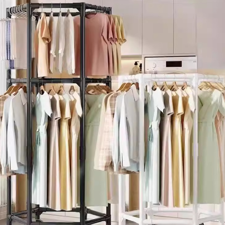 Rotating Hexagonal Clothes Drying Rack with Wheels