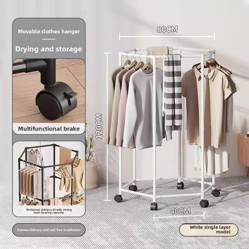 Rotating Hexagonal Clothes Drying Rack with Wheels