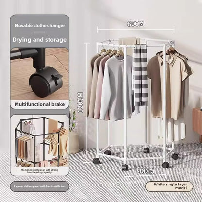 Rotating Hexagonal Clothes Drying Rack with Wheels