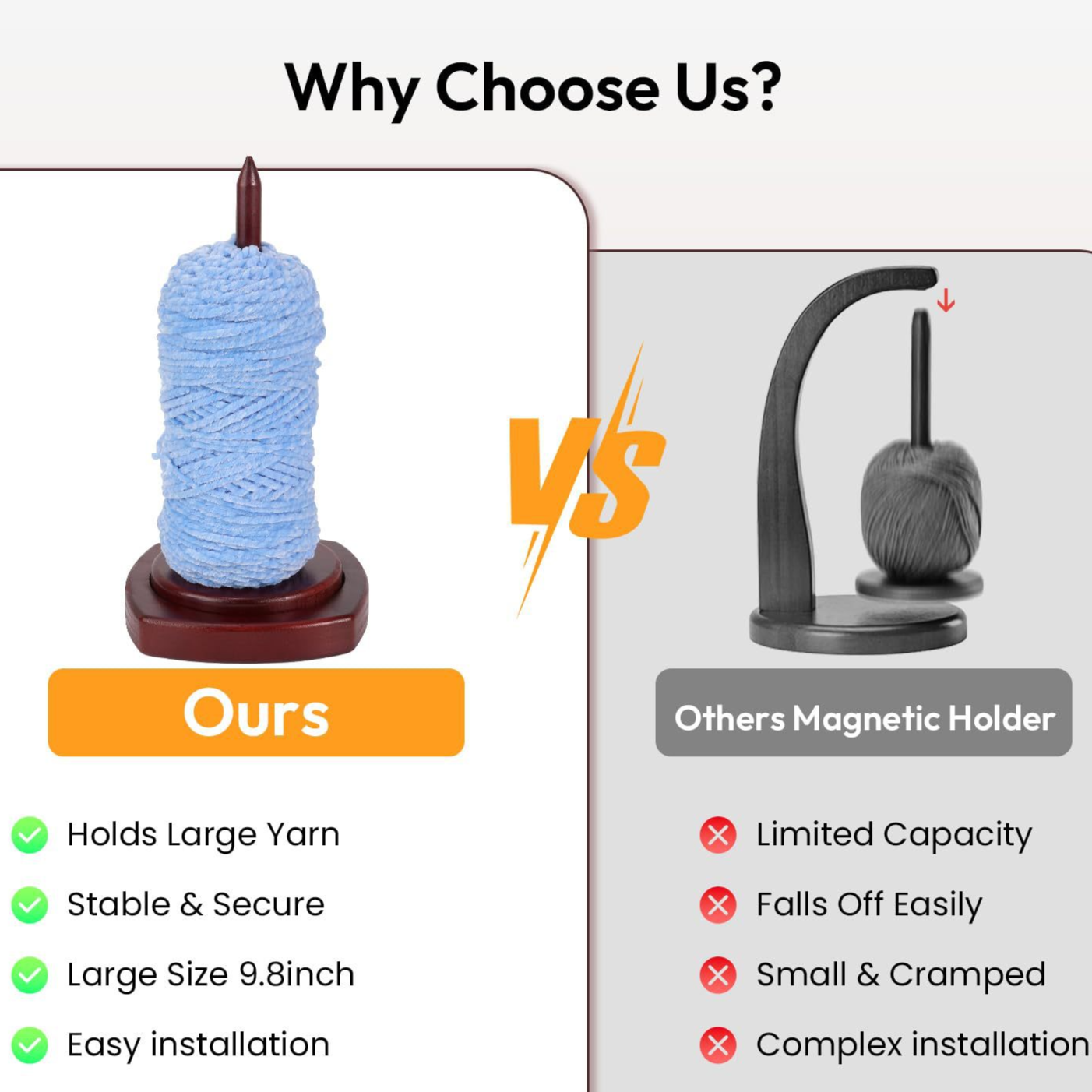 Rotating Magnetic Wooden Yarn Holder for Knitting