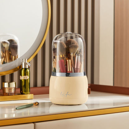Rotating Makeup Brush Storage Bucket with Dust-Proof Design