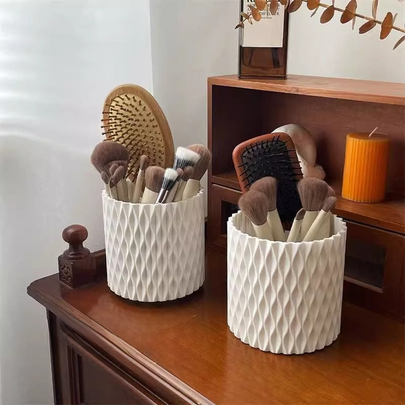 Rotating makeup brush storage holder