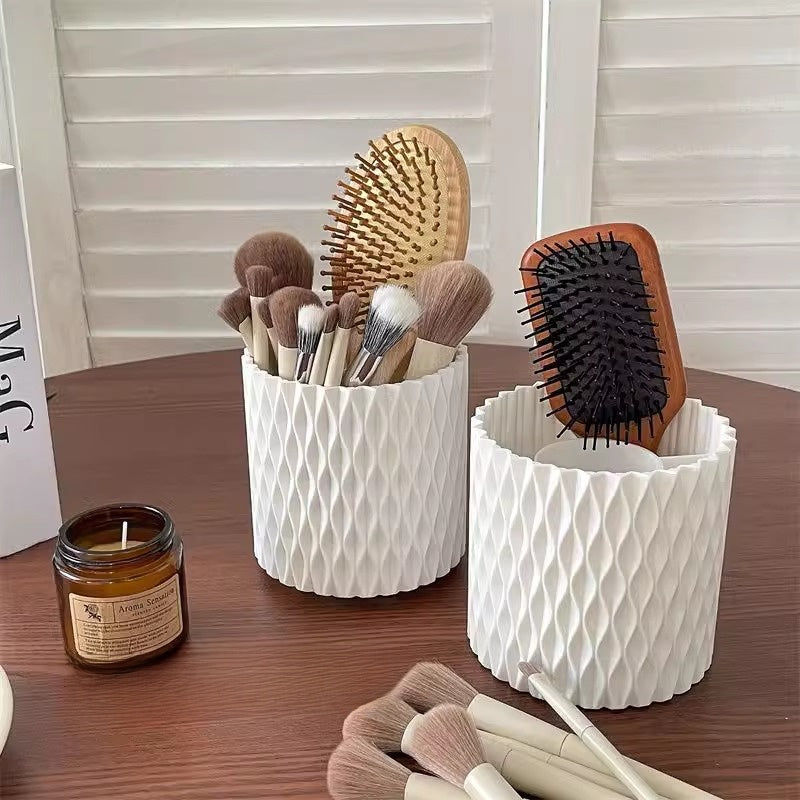 Rotating makeup brush storage holder