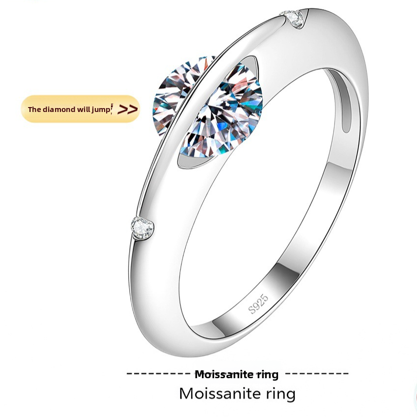 Rotating Moissanite Planet Ring in Sterling Silver
