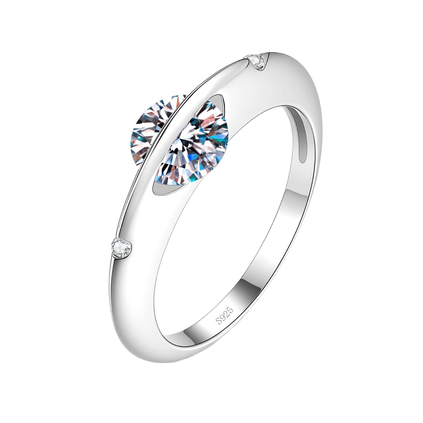 Rotating Moissanite Planet Ring in Sterling Silver