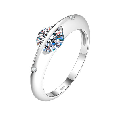 Rotating Moissanite Planet Ring in Sterling Silver
