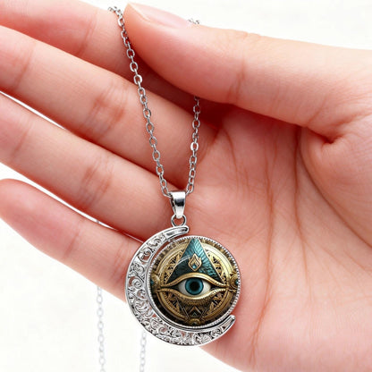 Rotating Moon Pendant Necklace for Women