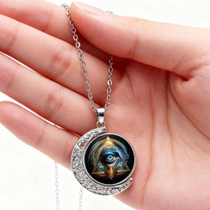 Rotating Moon Pendant Necklace for Women