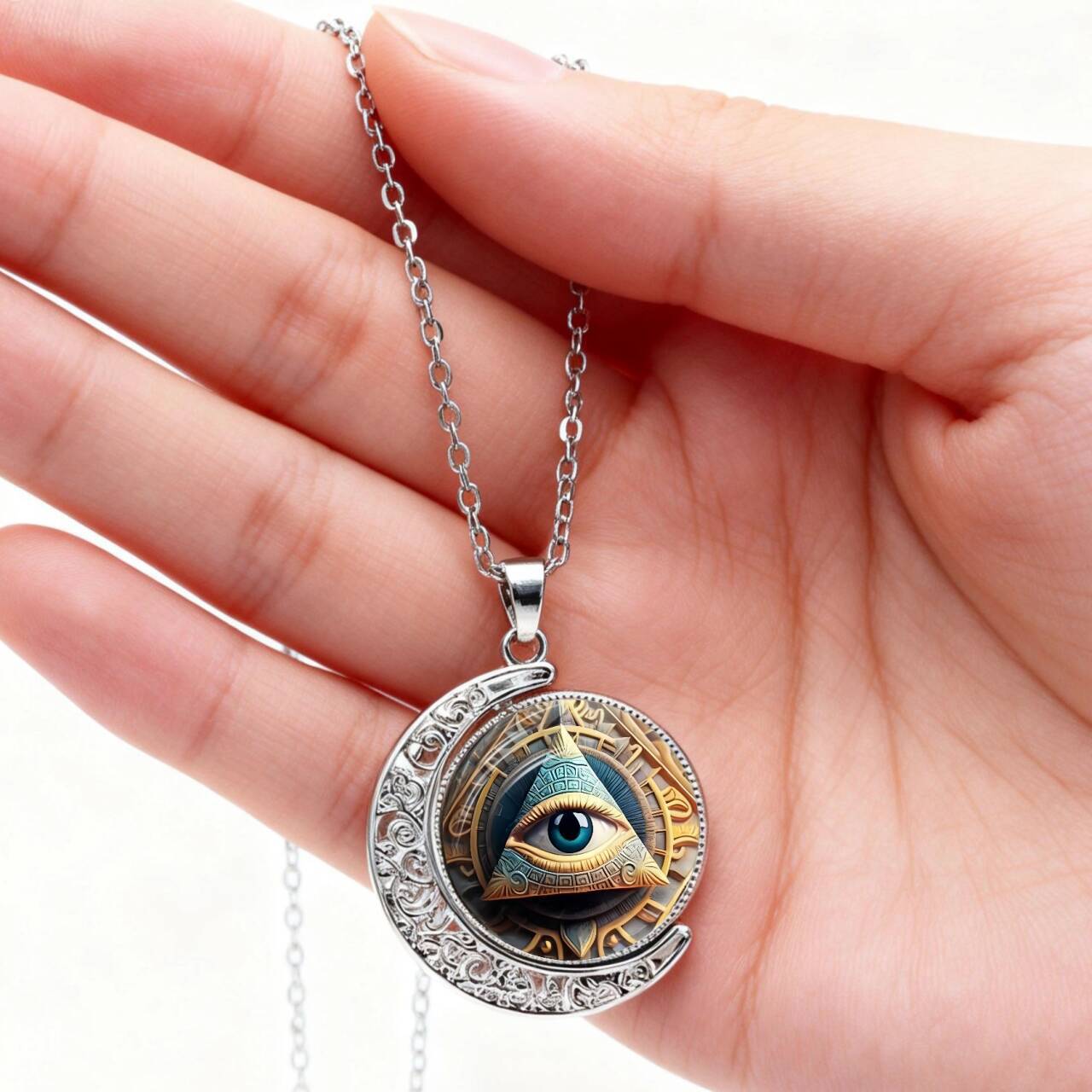 Rotating Moon Pendant Necklace for Women