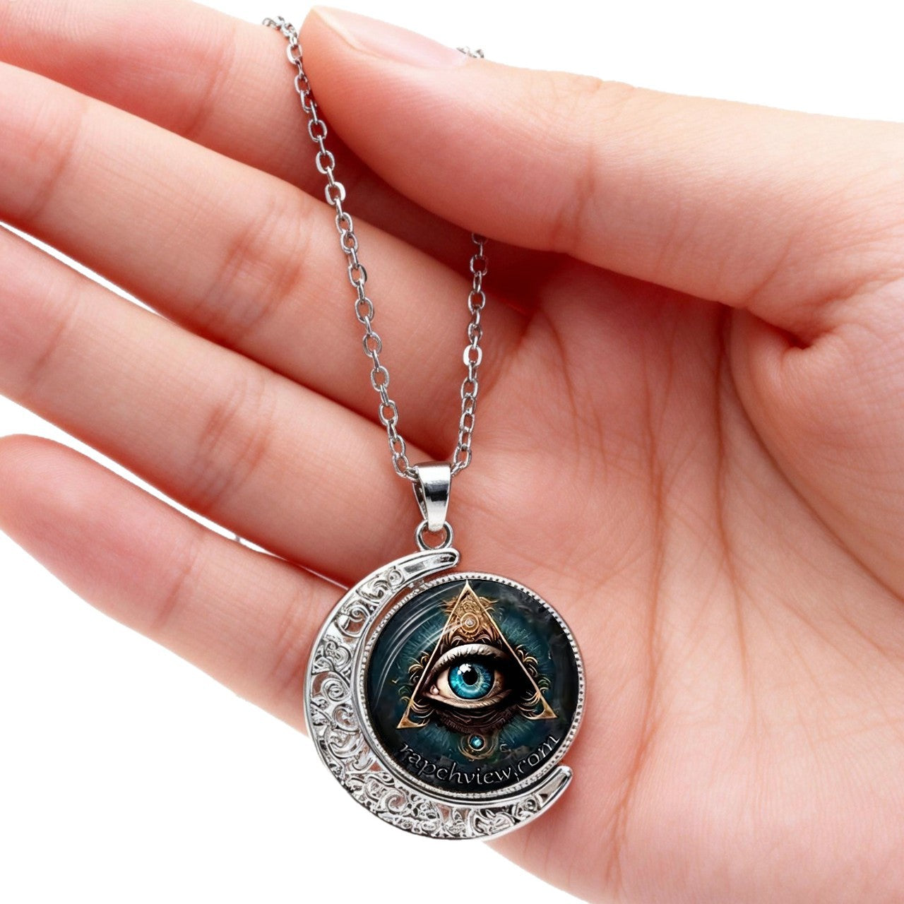 Rotating Moon Pendant Necklace for Women