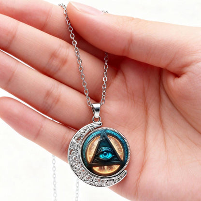 Rotating Moon Pendant Necklace for Women