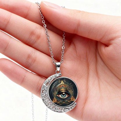 Rotating Moon Pendant Necklace for Women