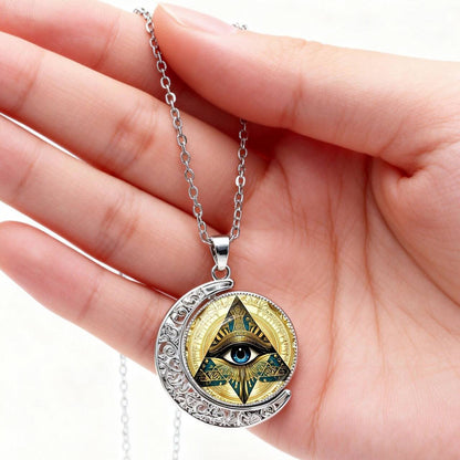 Rotating Moon Pendant Necklace for Women