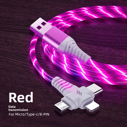Rotating Multi-Head USB Fast Charging Cable with LED Light