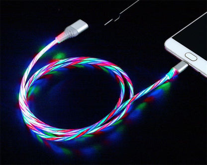 Rotating Multi-Head USB Fast Charging Cable with LED Light