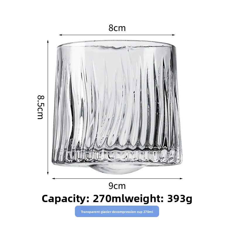 Rotating Pattern Whiskey Glass with Wooden Base