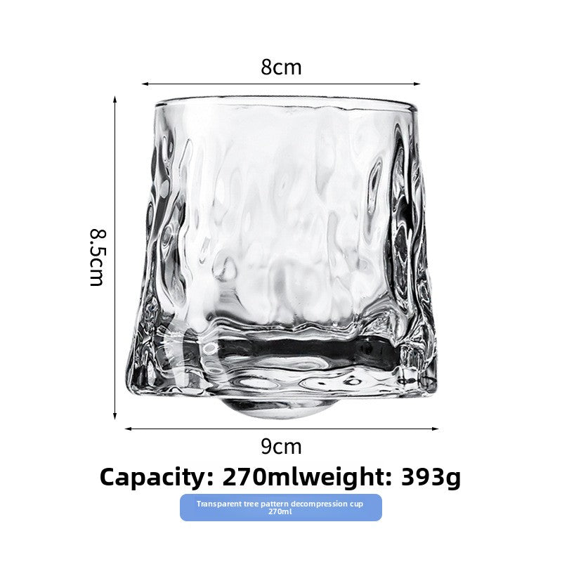 Rotating Pattern Whiskey Glass with Wooden Base