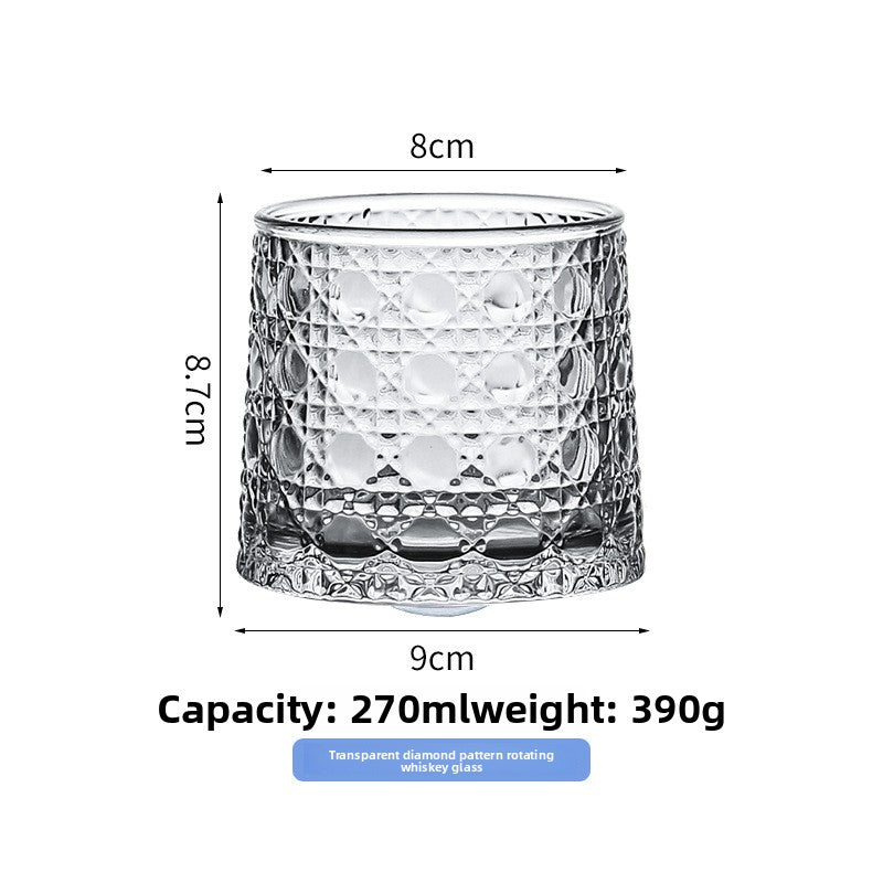 Rotating Pattern Whiskey Glass with Wooden Base