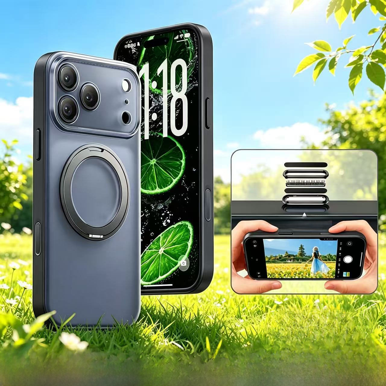 Rotating pivot shell phone case