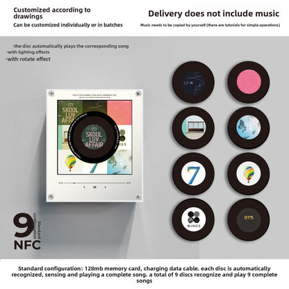 Rotating Record NFC Music Player with Night Light