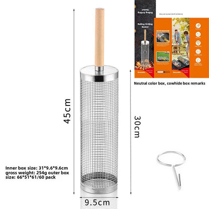 Rotating Stainless Steel BBQ Grill Basket