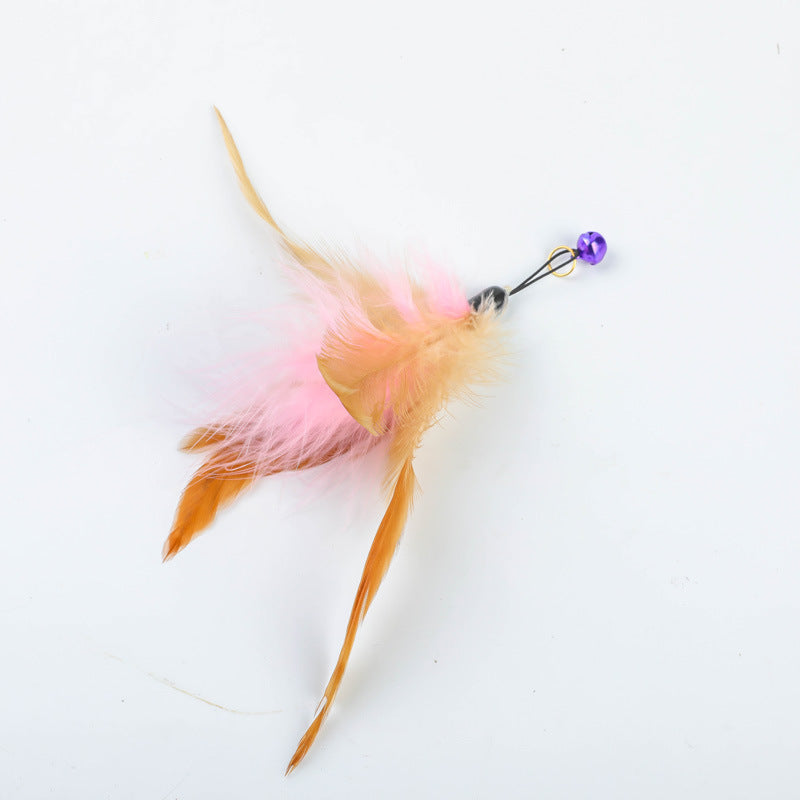Rotating Suaser Cup Cat Teaser Wand with Feather Attachments