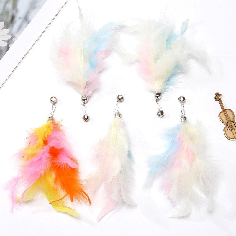 Rotating Suaser Cup Cat Teaser Wand with Feather Attachments