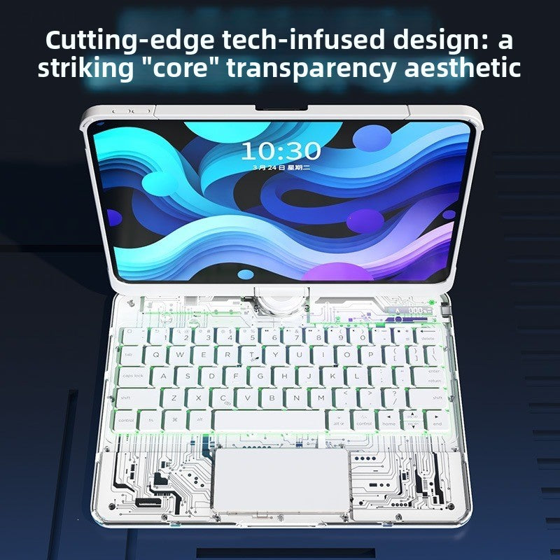 Rotating Transparent Bluetooth Keyboard Case for iPad