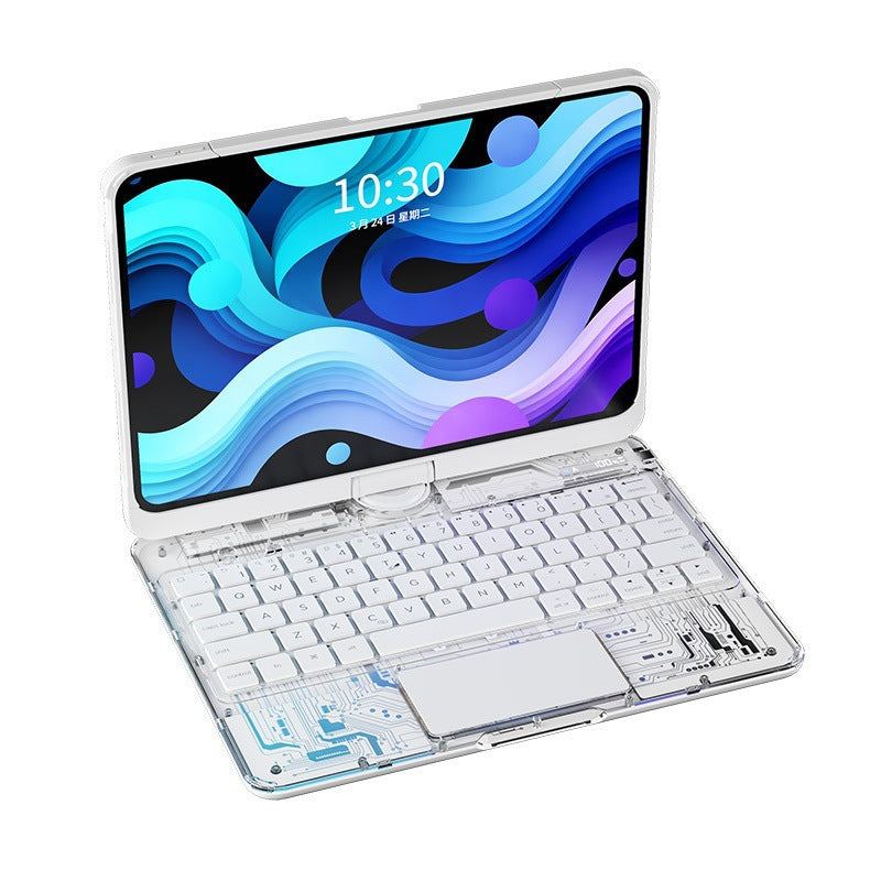 Rotating Transparent Bluetooth Keyboard Case for iPad