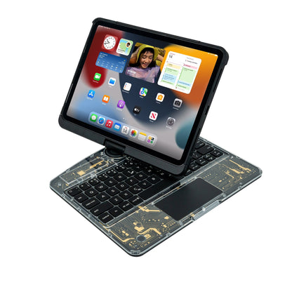 Rotating Transparent Bluetooth Keyboard Case for iPad