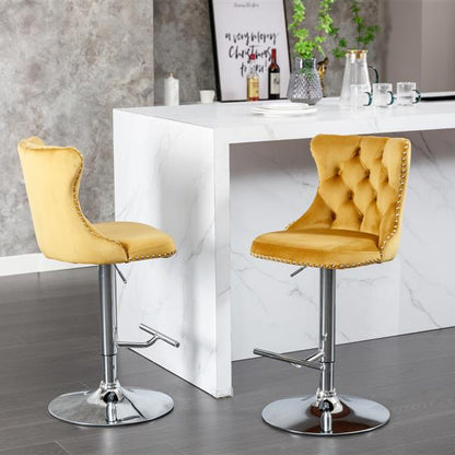 Rotating velvet bar stool