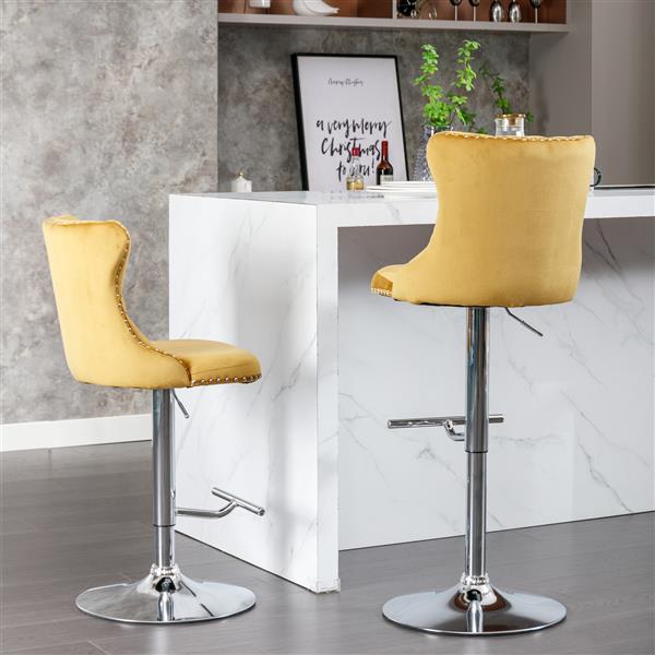 Rotating velvet bar stool