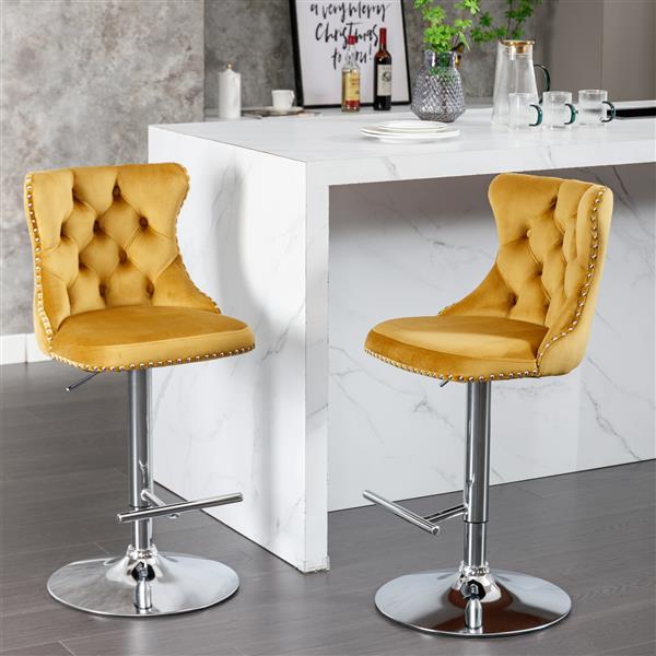 Rotating velvet bar stool