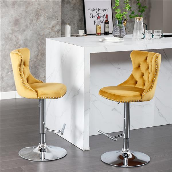 Rotating velvet bar stool