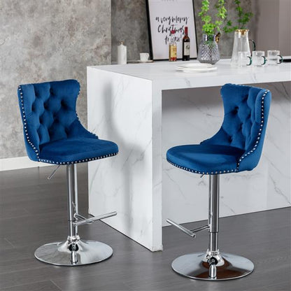 Rotating velvet bar stool