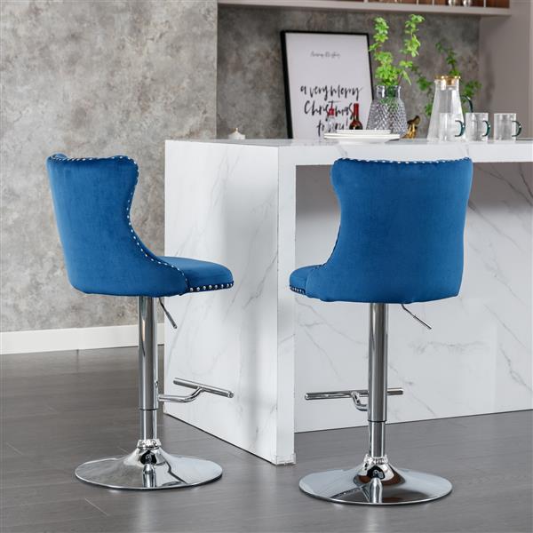 Rotating velvet bar stool