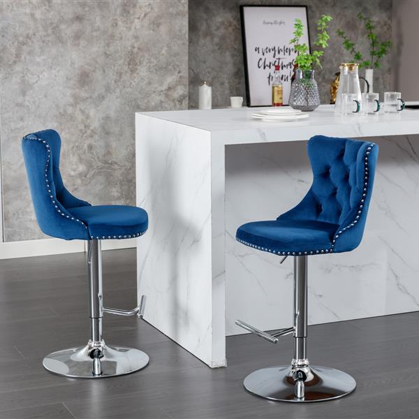 Rotating velvet bar stool