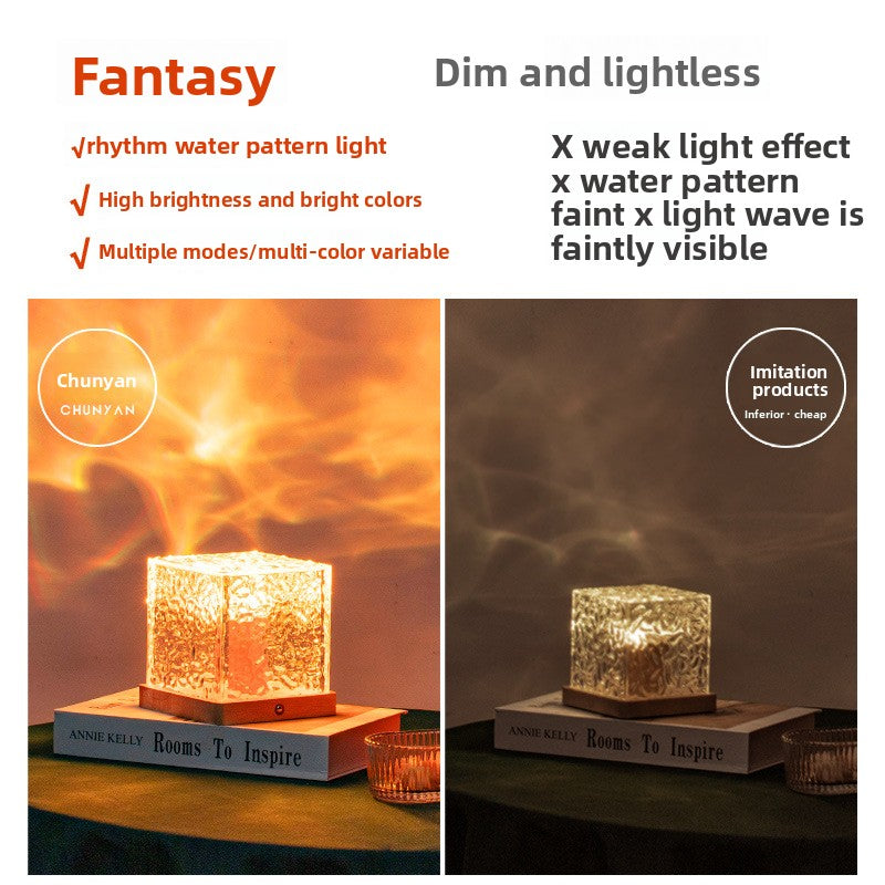 Rotating Water Ripple LED Night Light with USB Power