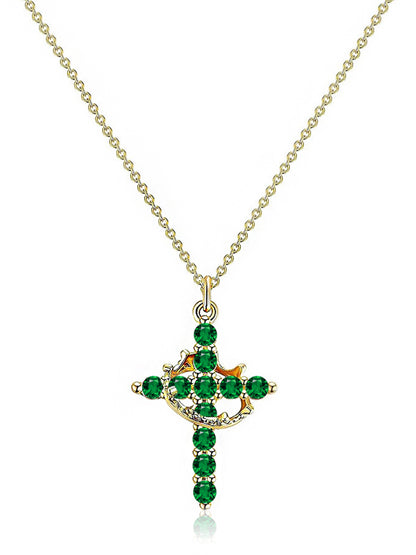 Rotating Zircon Cross Pendant Necklace