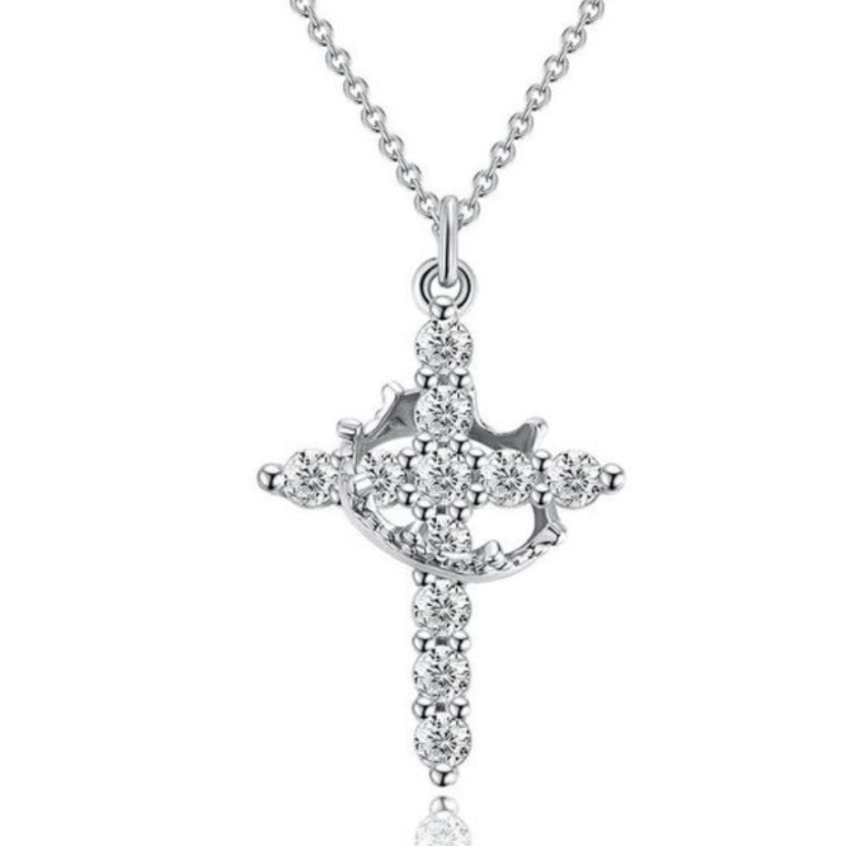 Rotating Zircon Cross Pendant Necklace
