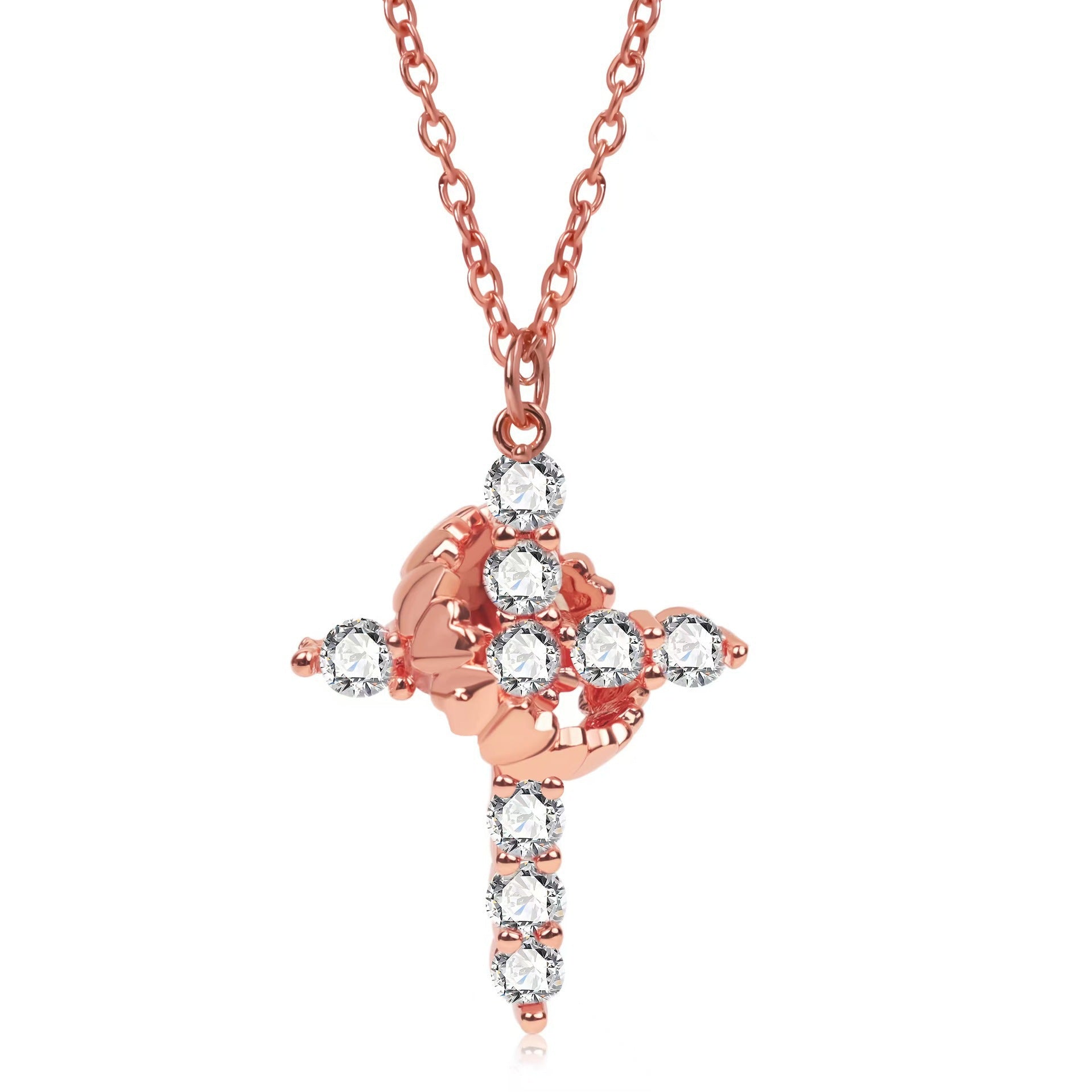 Rotating Zircon Cross Pendant Necklace