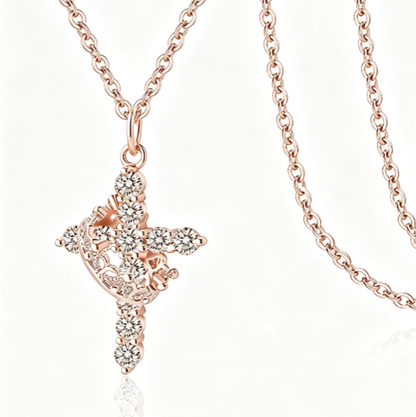 Rotating Zircon Cross Pendant Necklace