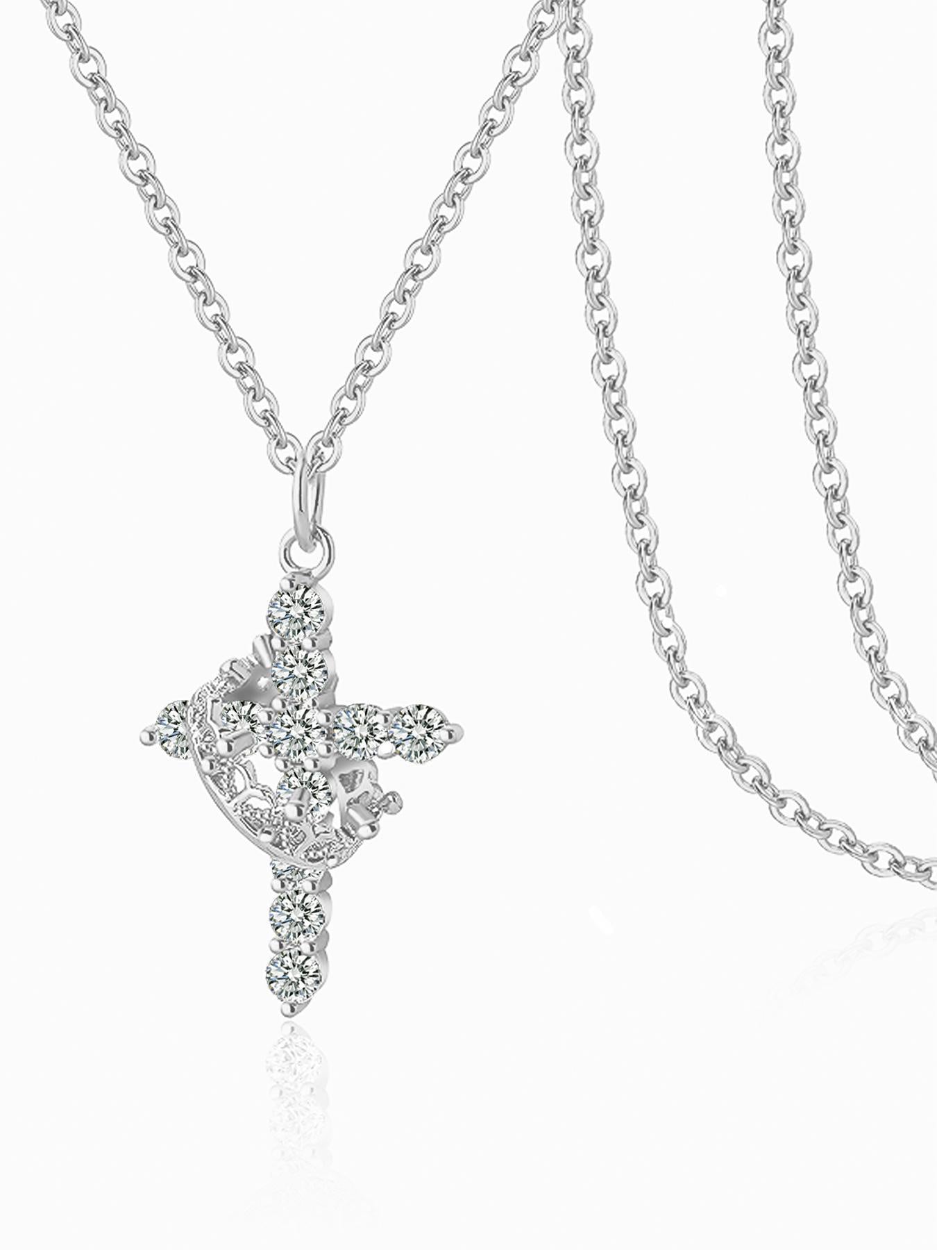 Rotating Zircon Cross Pendant Necklace